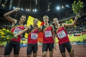 Champions et recordmen d'Europe, à Prague (c) "Belga"