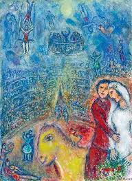 "Les Fiancés du Cirque" (1982) (c) Marc Chagall - "Galerie Boulakia"